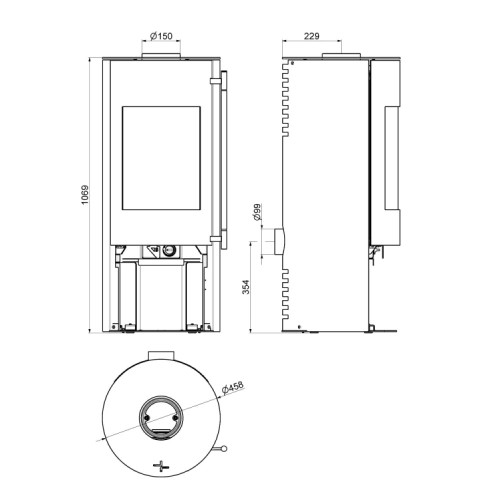 Poêle à bois Haas + Sohn GRASSE 5,8 kW avec un compartiment pour ranger le bois