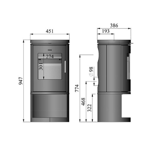Poêle à bois Morsoe 6143 | 5,9 kW avec un compartiment pour ranger le bois