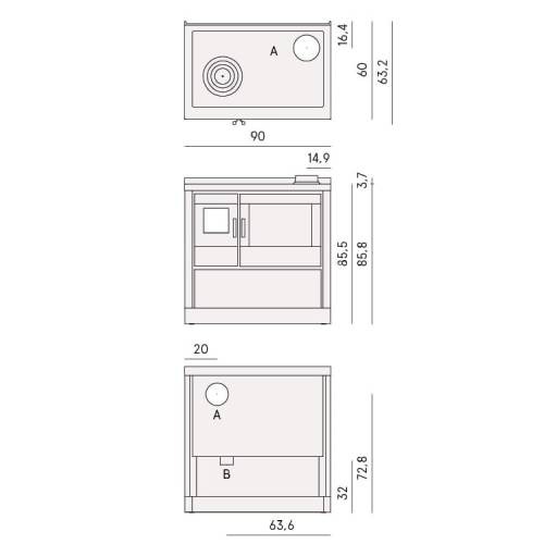 Cuisinière à bois Cadel Kook 90 | 7,5 kW