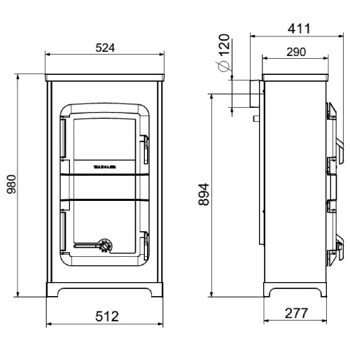 Poêle à bois Wamsler RH-8 A/D avec feu continu automatique 8 kW
