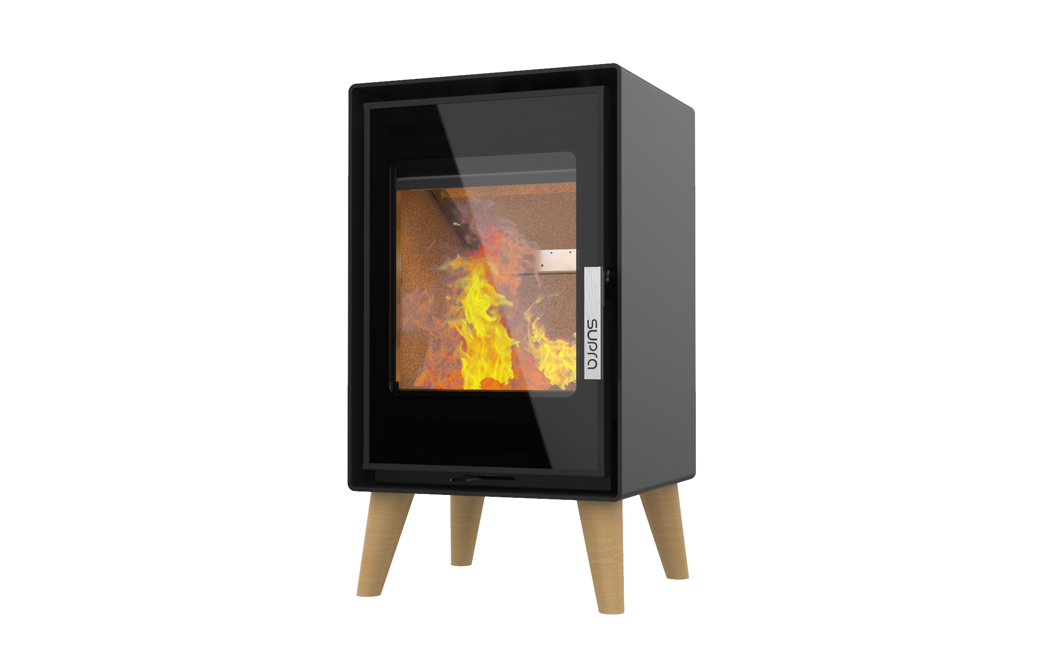 Poêle à bois SUPRA Jacco pied bois noir, 4.8 kW