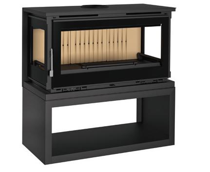 Poêle à bois ventilé 3 vitres avec bûcher - FIREMATIC Calgary - S 12.5 kW